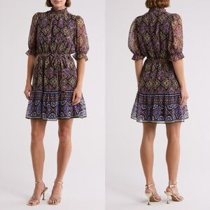 NWT Eliza J Mock Neck Smocked Dress – Size 16